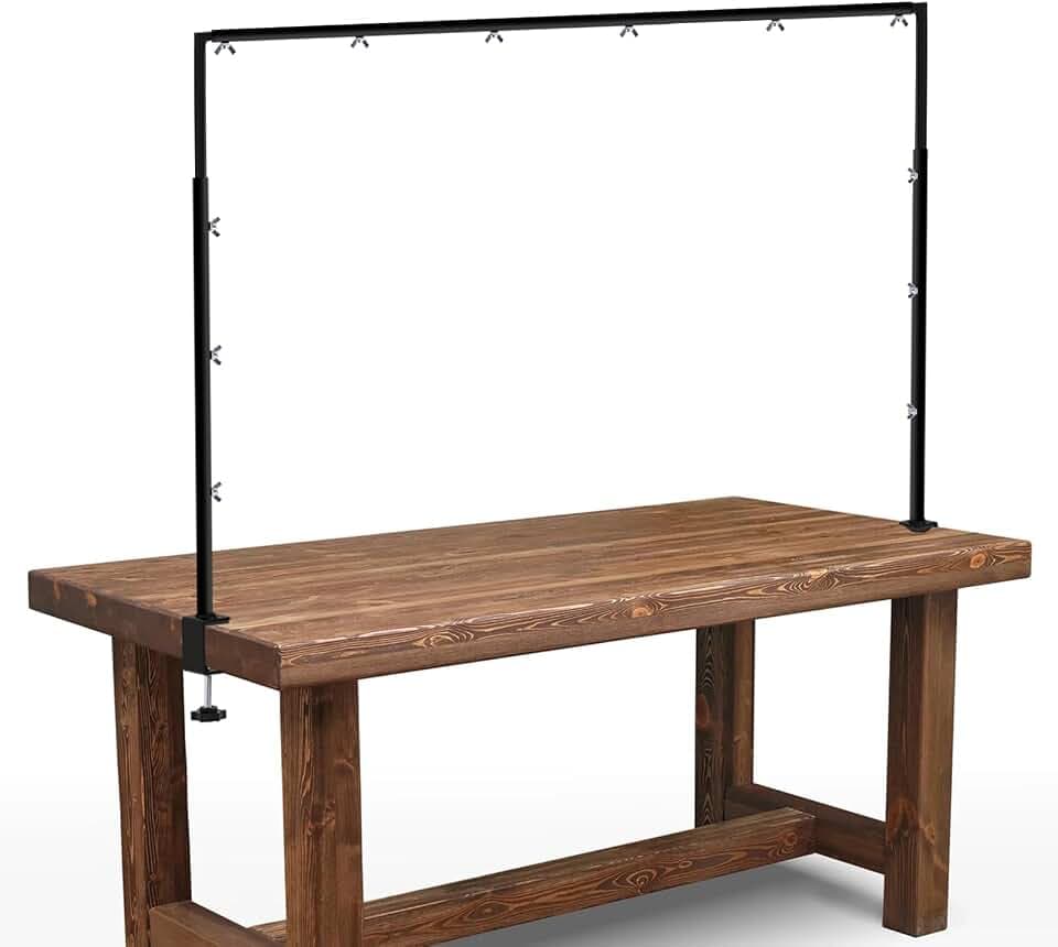 Verstellbare Deko-Stange fürs Tisch mit Klemmen, 73–247 cm Länge, 68–105 cm Höhe, Metall Schwarz – Ballonbogen für Hochzeit, Geburtstag & Weihnachtsdeko