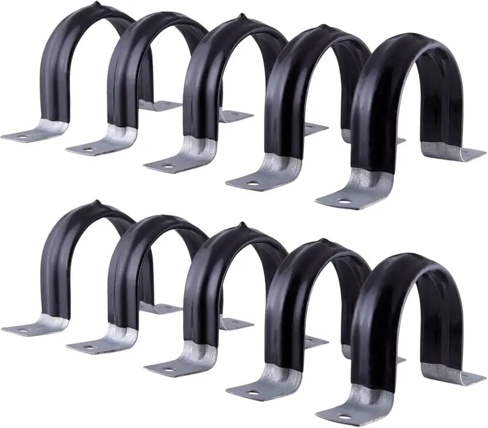 Highcraft QQT-Q4-10 Two-Hole Pipe Strap U Bracket, 4 Inch, Plastic Coated Galvanized Steel-10 Pack