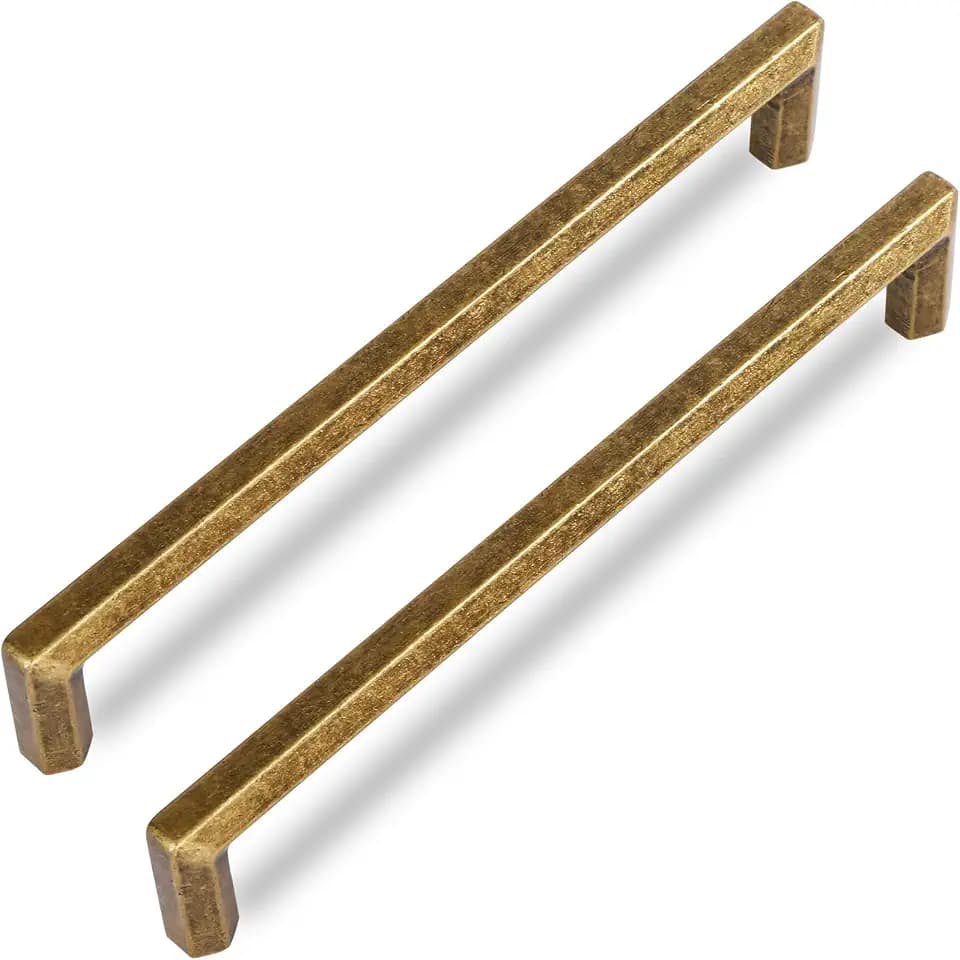 Antique Brass zinc Alloy Solid Cabinet pulls,6 Pack Vintage Brass 6-1/4 Inch （160mm） Hole Center Cabinet Handles for Drawer,Cupboard, Wardrobe,Dresser