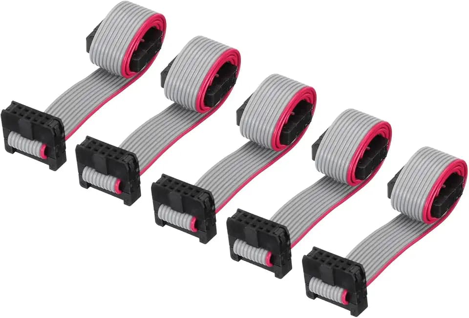 QUARKZMAN 5 Stück IDC 10-poliges Flachbandkabel, 2,0 mm Pitch FC zu FC Stecker, 20 cm Länge, grauer Jumperdraht für Computer LED Display DVD