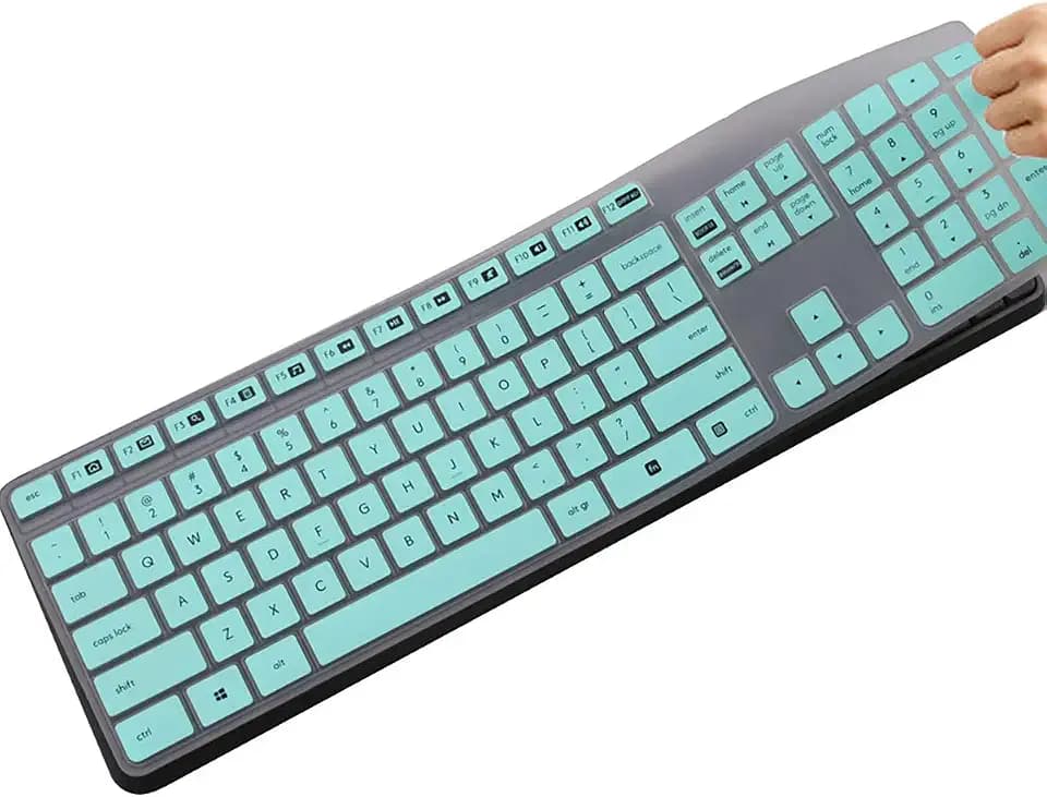 Keyboard Cover Design for Logitech MK235 K375 K375S Wireless Keyboard, Waterproof Anti-Dust Silicone Keyboard Protective Cover Skin-(Hot Blue)