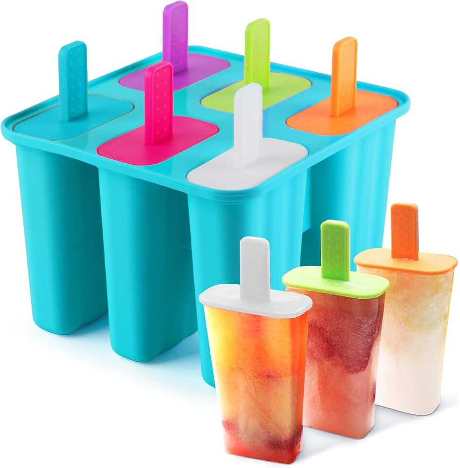 Eisformen Silikon,DEHUB Eisformen Eis am Stiel Silikon,6 Popsicle Formen Set,LFGB Geprüft und BPA Frei Eisform Lebensmittelqualität EIS-Pop-Hersteller,Ice Lolly Mold mit Sticks und Tropfschutz(Blau)