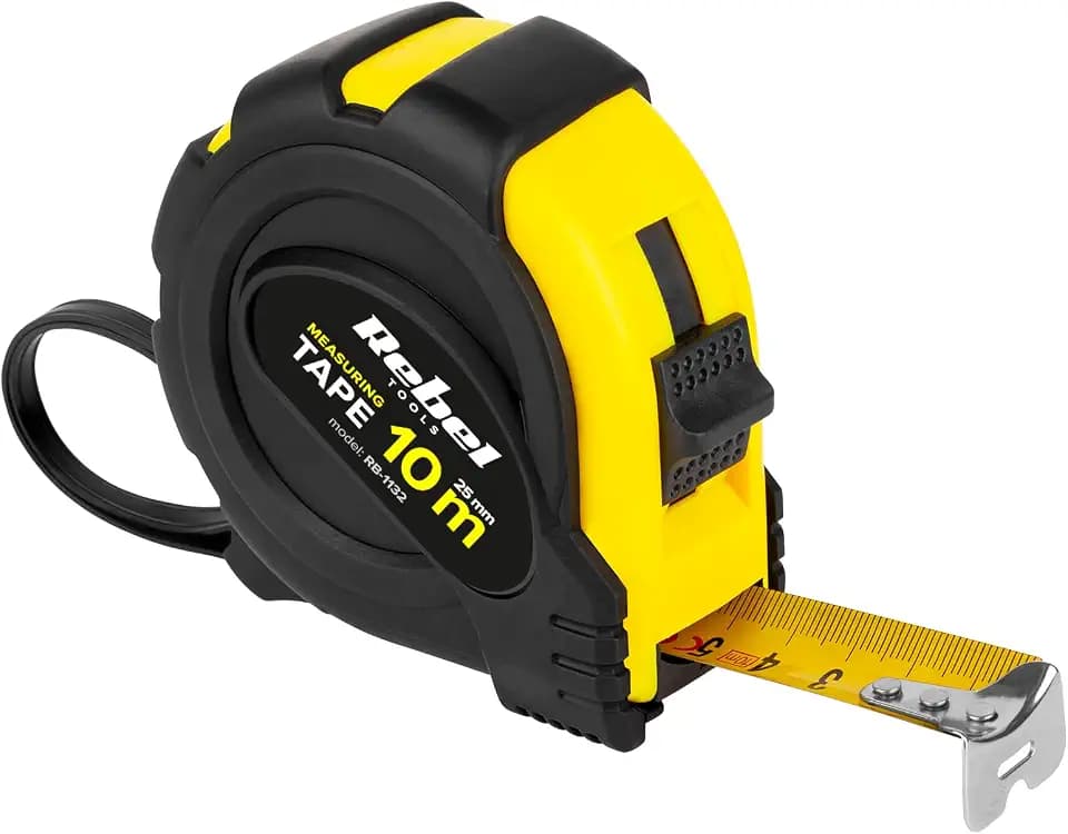 Professioneles robustes Massband mit Aufrollsystem 10m, Breite 25 mm
