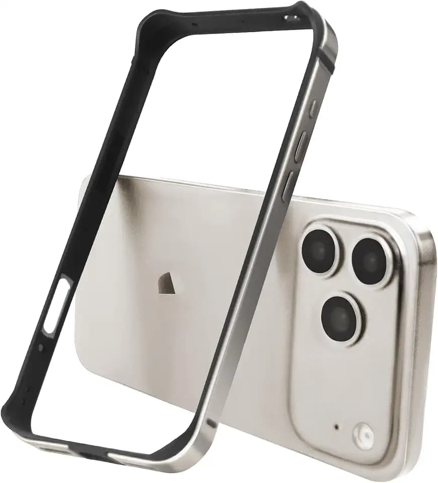 New Aluminum Frame Metal Bumper Frame Slim Hard Case Cover for iPhone17Pro, Metal Frame with Soft Inner Bumper, Raised Edge Protection (Gray, for iPhone17Pro)