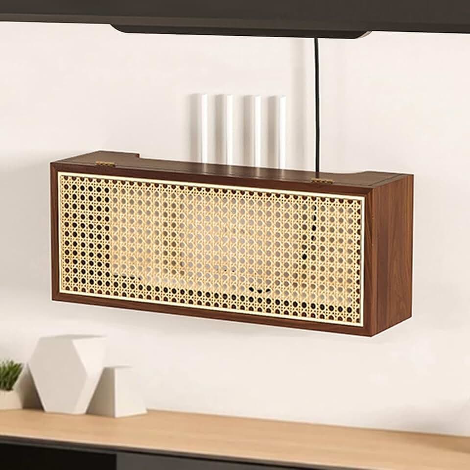 Router Schrank, WLAN Box Verstecken, Router Regal 50cm Wand Holz für Verstecken Router und Kabel