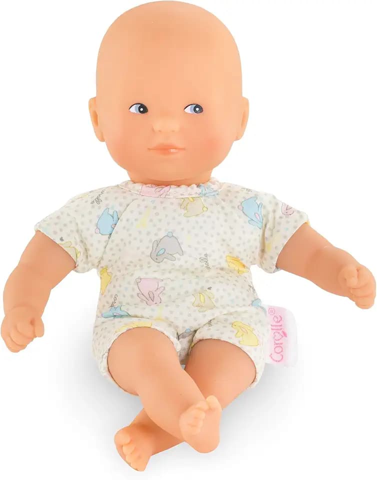 Corolle Mini Calin Bunnies Baby Doll - Small 8" Soft Body with Blue Eyes, Vanilla Scented, Baby Dolls for 2 Year Old Girls - Washable Doll