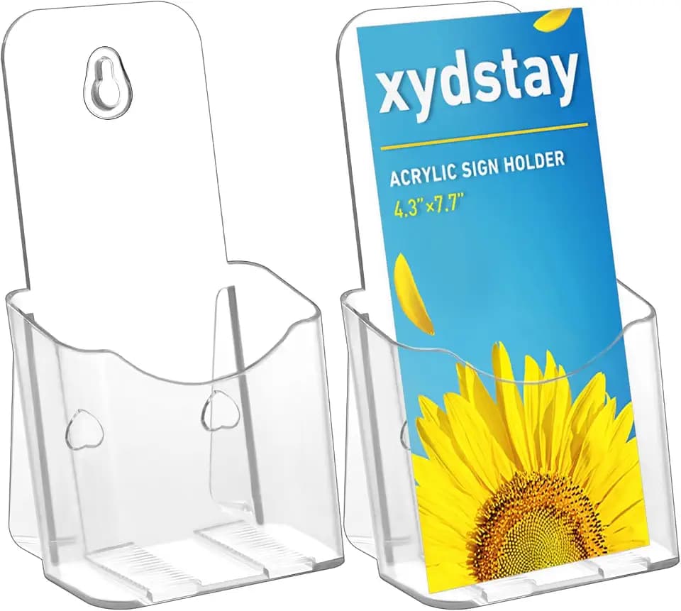 xydstay Acrylic Brochure Holder 4 Inche , Clear Flyer Sign Holder, 2 Pack