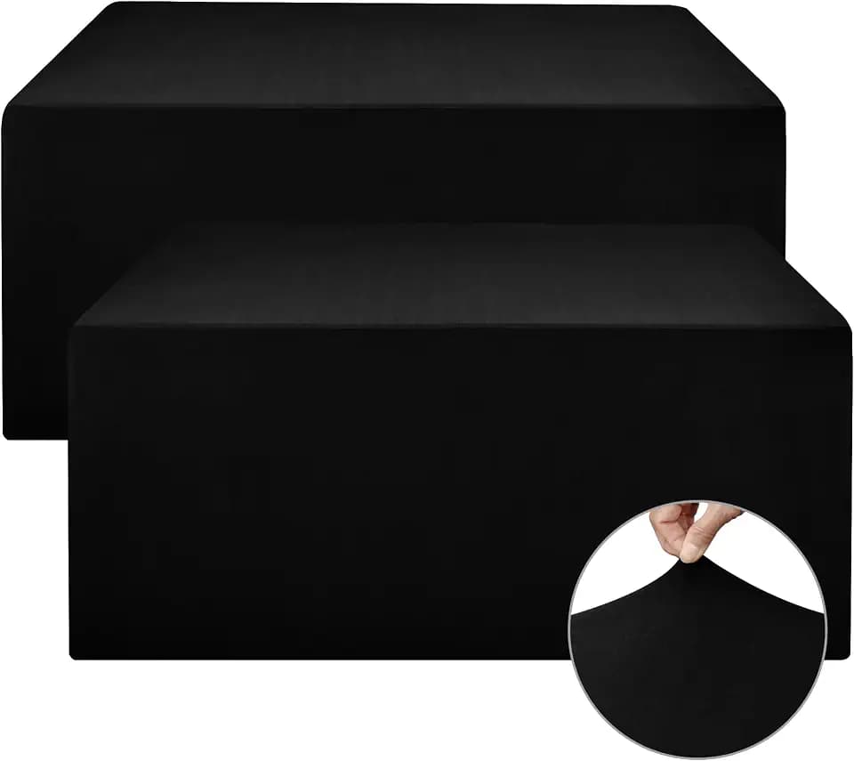 Nasitos Black Rectangle Spandex Fitted Table Clothes 2 Pack 60x30 in