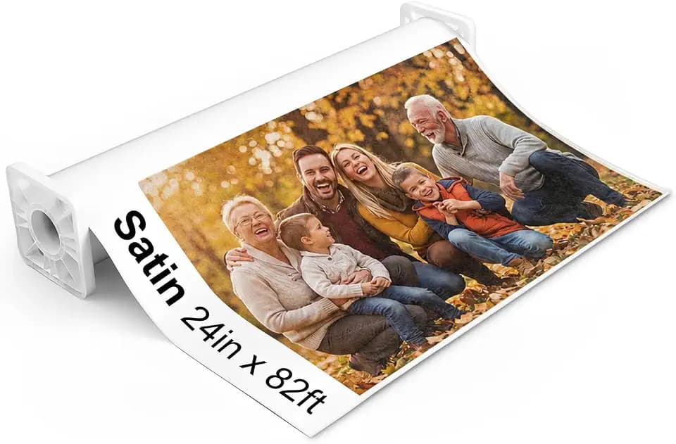Premium RC Satin Photo Paper Roll, 24 Inch x 82 ft Wide Format for Inkjet Printers, Waterproof, Quick Dry, High Resolution for Photography, Art Prints & Posters