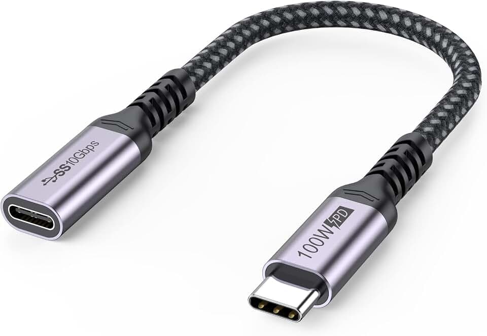 USB C Extension Cable 6 inch Short, 4K@60Hz/10Gbps/100W Male to Female