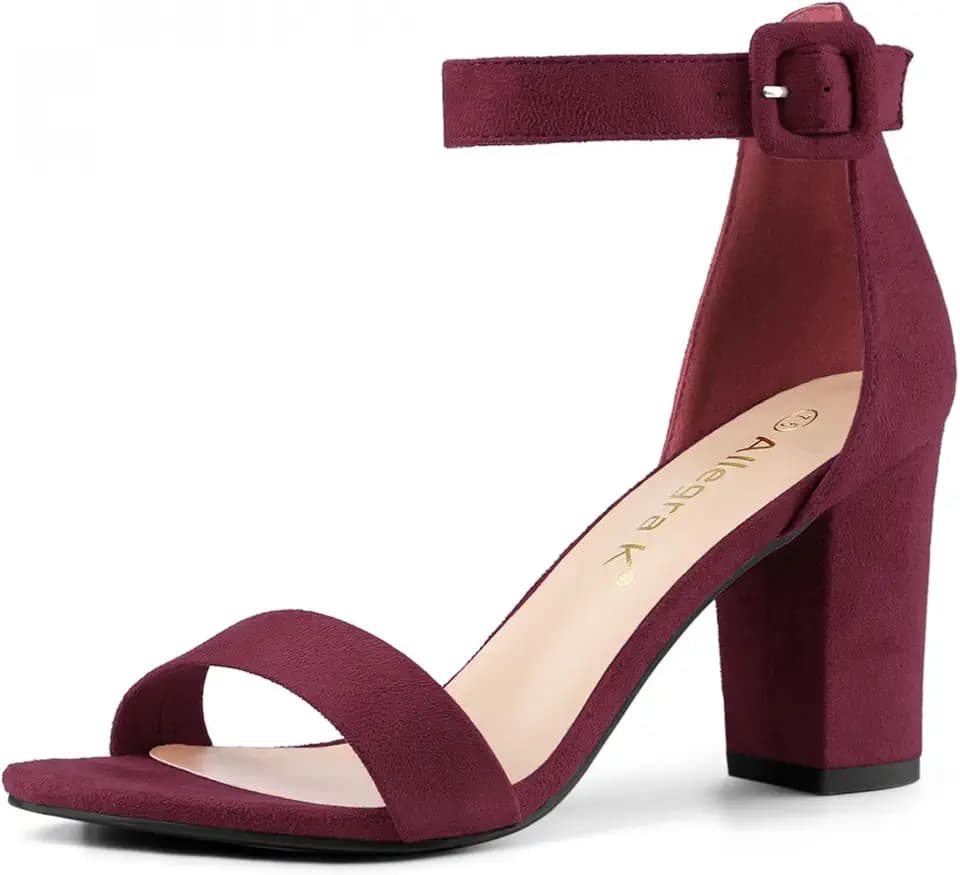 Allegra K Women's Open Toe Chunky High Heel Buckle Ankle Strap Sandals