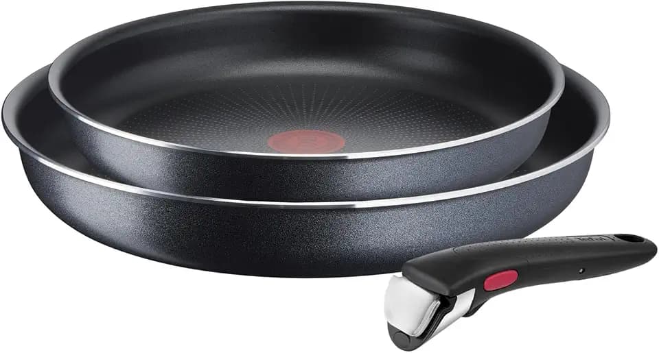 Tefal Ingenio XL Force 3-teiliges Pfannenset abnehmbarer Griff, 22/26 cm, stapelbar, platzsparend, Pfannen mit Titanium 2X Antihaftversiegelung, einfache Handhabung und Reinigung, L15892