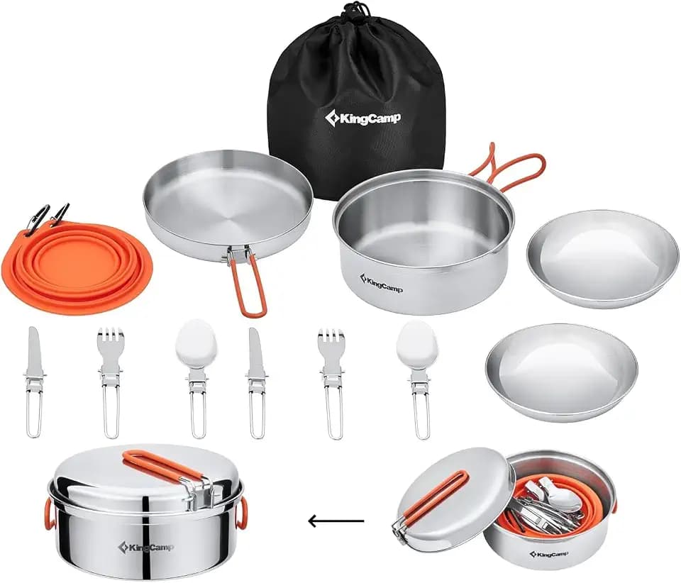 KingCamp Camping Geschirr, multifunktionale Robuste Camping Kochgeschirr