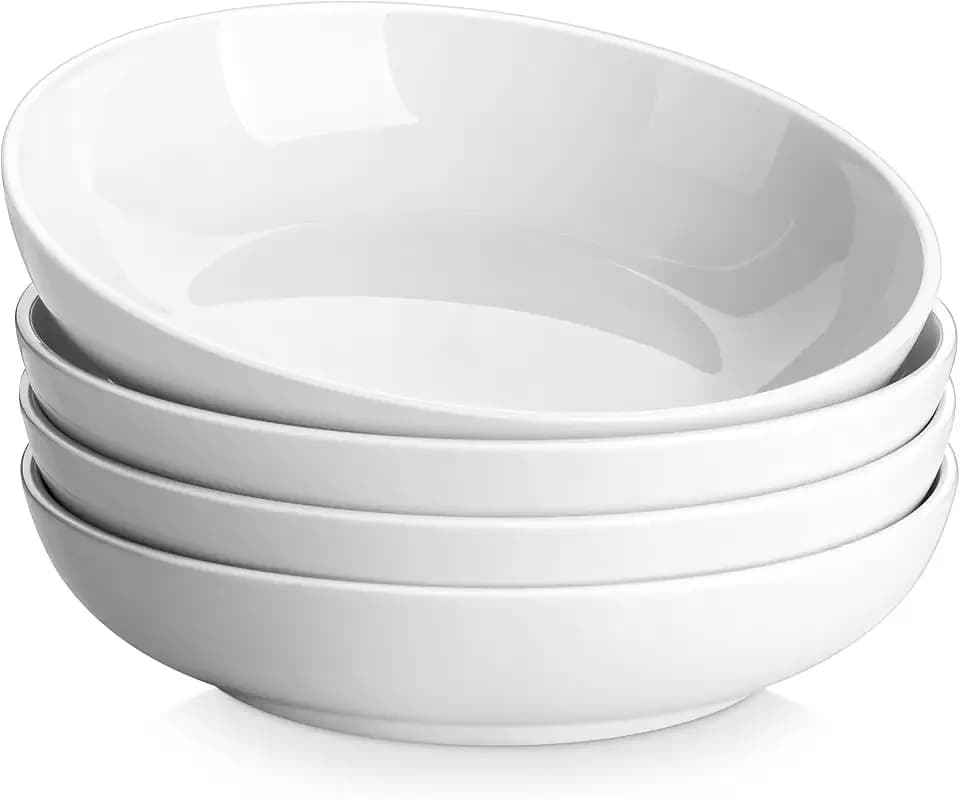 MALACASA Suppenteller Pastateller Porzellan 4er Set, tiefe Teller, 1250 ml
