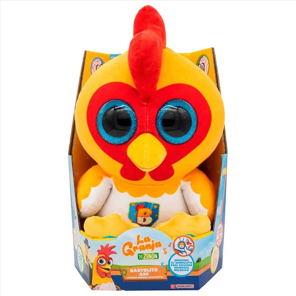 BANDAI Bartolito ABC Interaktives Plüschtier, 30 cm, mit Geräuschen, Musik und Lernen in Englisch und Spanisch, inklusive 2 AA-Batterien, Lernspielzeug für Kinder (AR85870)