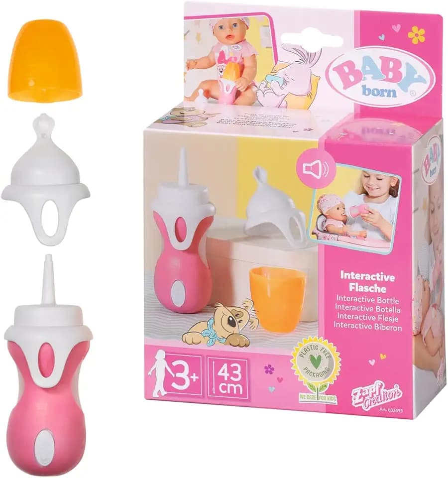 BABY Born Interaktive Flasche und Löffel, Puppenzubehör für 43 cm Puppen