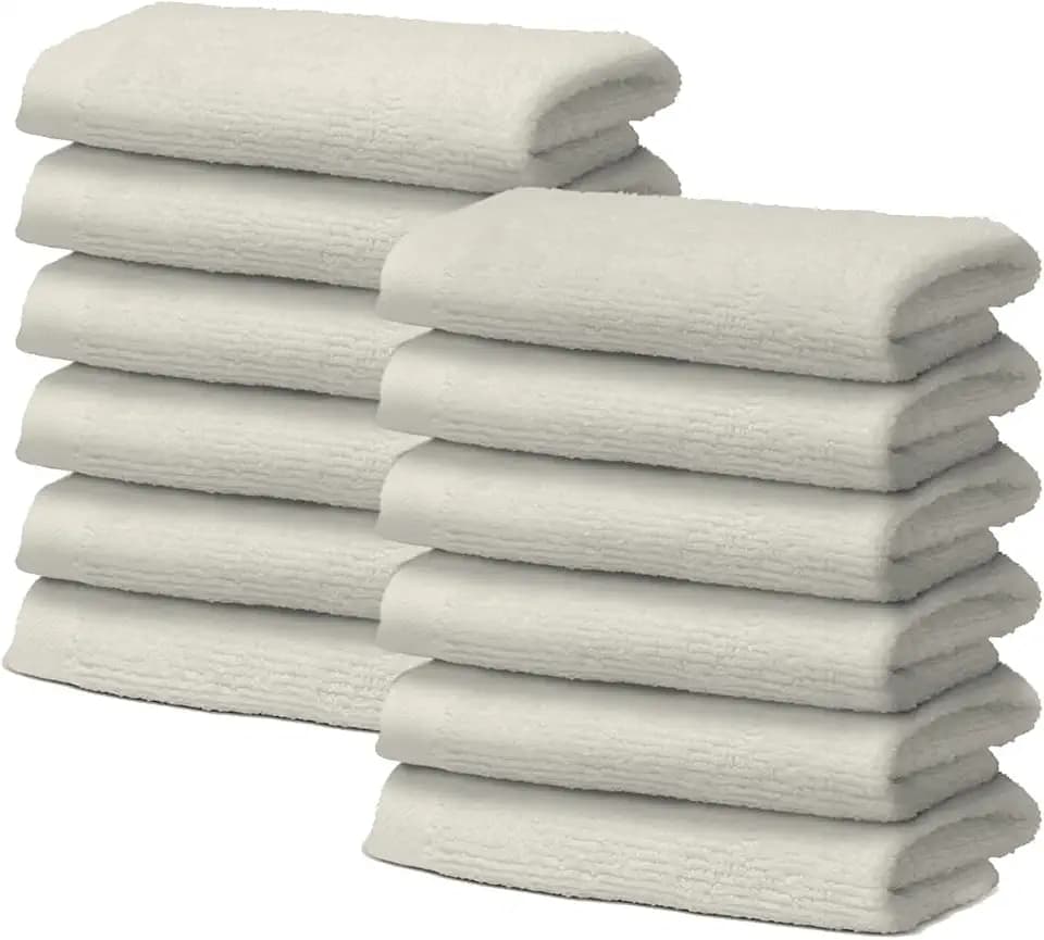 Set mit 12 Gesichtstüchern aus 100% Baumwolle – 30 x 30 cm – extra saugfähig und schnelltrocknend – für Bad, Spa und Fitnessstudio – Creme – Modell Orlando