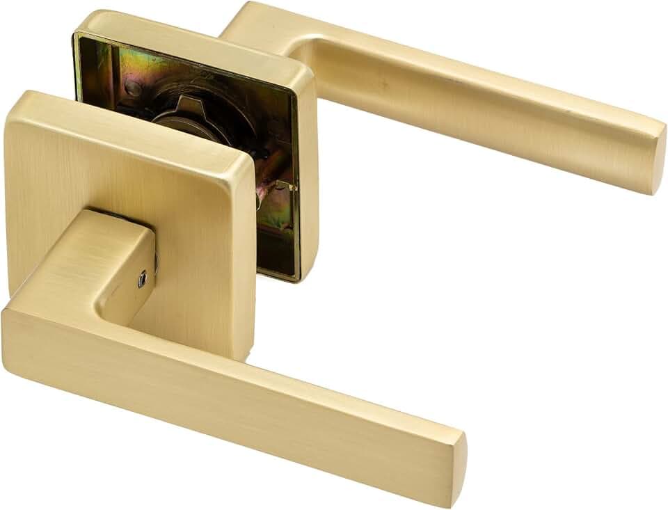 Linkaa Gold Door Lever Handles Interior Passage【Non-Locking Levers】