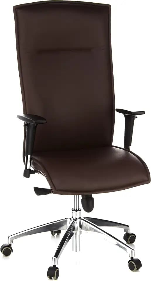 hjh OFFICE 600040 Chefsessel Murano 20 Leder Braun Bürostuhl, hohe Rückenlehne, verstellbare Armlehnen