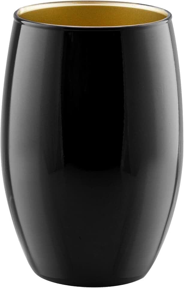 Trend For Home Blumenvase Schwarz H: 19,8 cm Vase Schwarz Gold Glasvase, Runde Vase Tulpenvase für Pampasgras, Dekovase, ⌀ 14 cm, Amarilis Great Gatsby