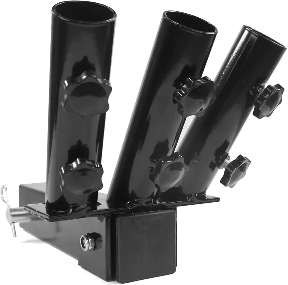 MaxxHaul 50954 Triple Flagpole Holder for 2" Trailer Hitch – Three-Headed Flag Pole Hitch Mount Fits Jeep, RV, SUV, Pickup, Camper,Trailer