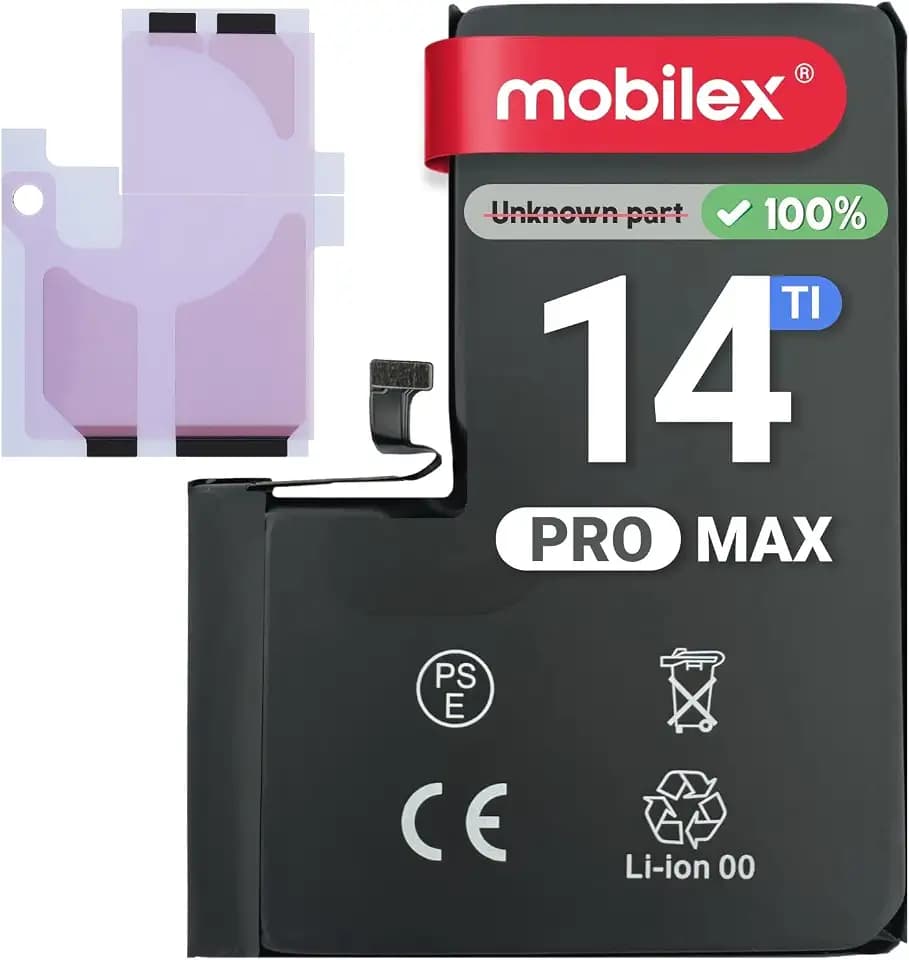 MOBILEX® Akku für iPhone 14 Pro Max | Ohne Meldung | TI-Chip | 4323mAh | Interner Ersatz | Klebestreifen Vorinstalliert | Originalkapazität