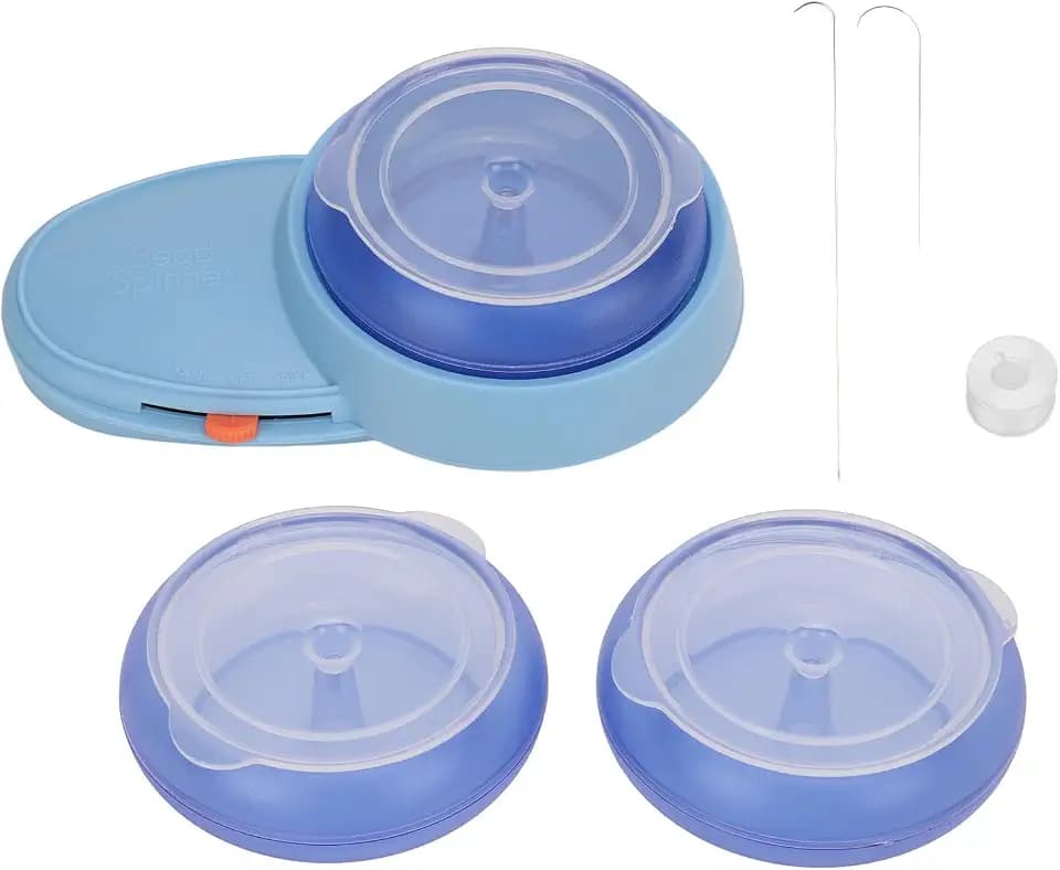 Perlenspinner, Spin Beading Bowl Loader mit 2 Stück Gebogenen Nadeln mit Großem Auge, Batteriebetrieben, Perlenwebstuhl-Kit für DIY-Armbänder und Schmuckherstellung