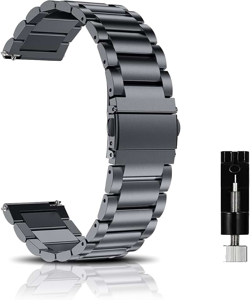 Edelstahl Metall Armband für 20MM 22MM 18MM Schnellverschluss Verstellbare Watch Metall Uhrenarmbänder Unisex Ersatzarmband Uhrband Geeignet für Herren und Damen Armbänder - Grau