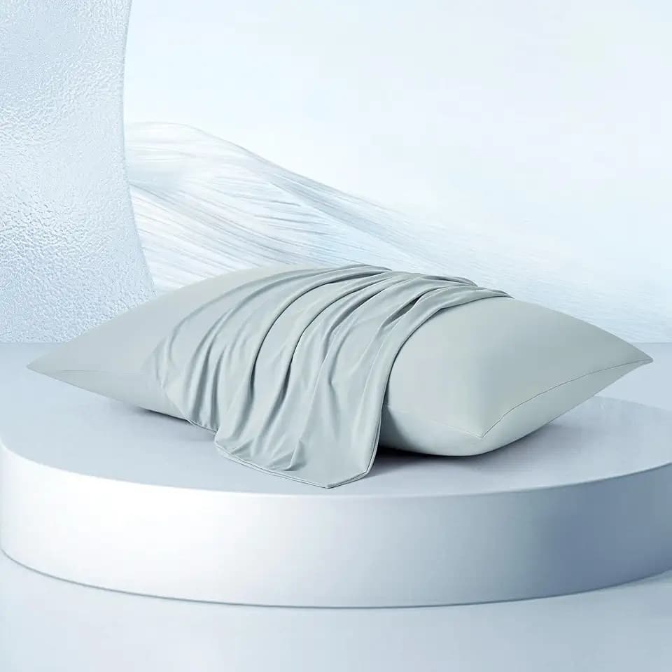 Dream Valley® Cooling Pillow Cases for Hot Sleepers, Softer Than Silk Pillowcase, Twin Size Set of 2, Breathable Mellow Sleep Pillow Covers for Deep Sleep, Cool Grey, 20''×26''