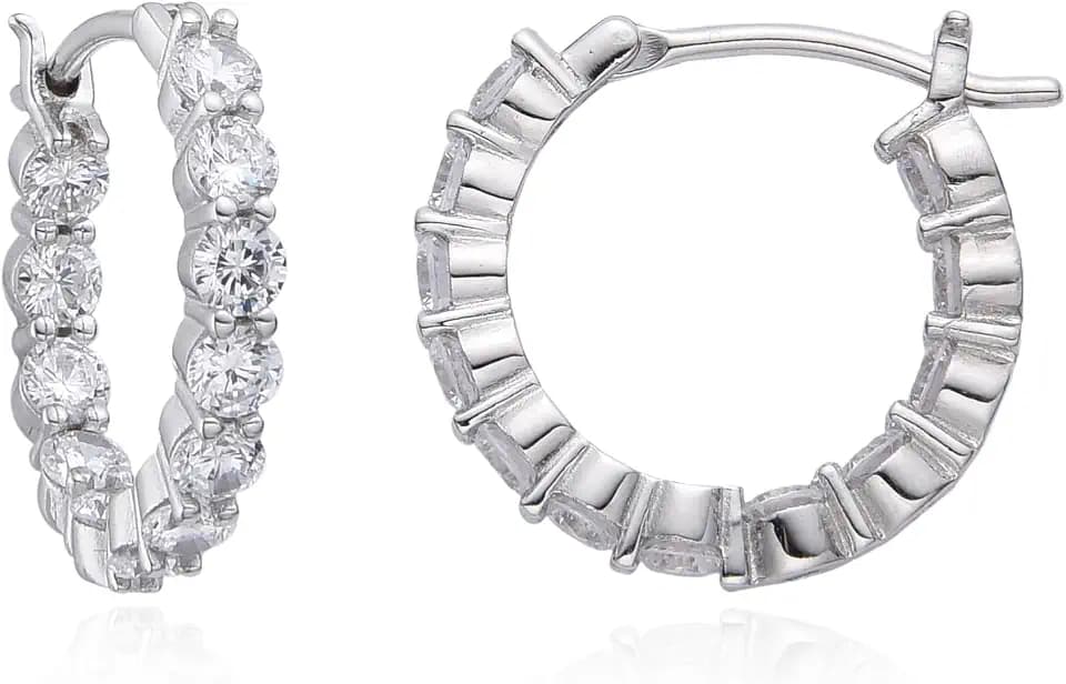 Inside-Out CZ Hoop Earrings, Small Hoop Earrings for Women Huggie Earrings