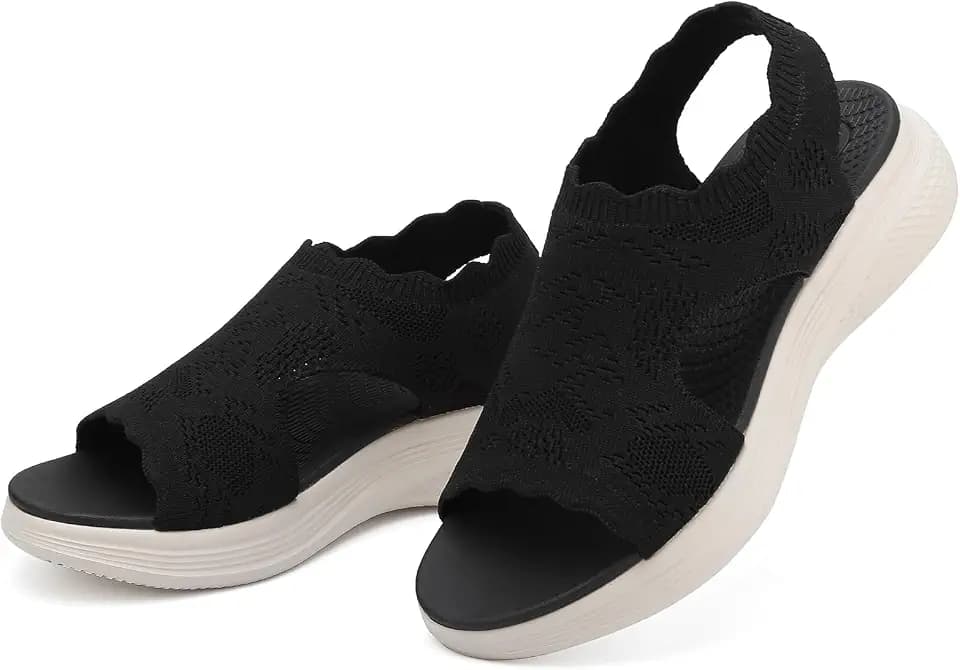 Womens Orthopedic Sandals Ladies Arch Support Walking Sandals with Comfortable Plantar Fasciitis Open Toe Slip On Sport Athletic Sandals