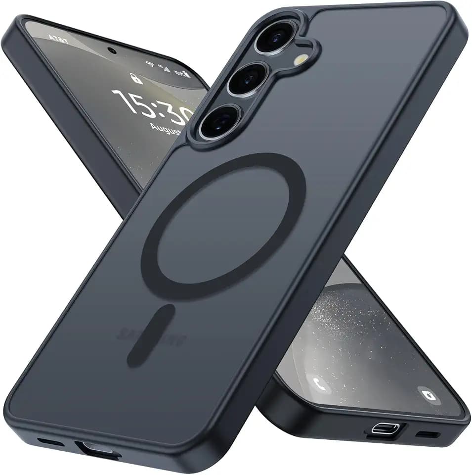 Matt Hülle für Samsung Galaxy S24 Plus/ S25 Plus Kompatibel mit MagSafe Magnetisch Handyhülle Kratzfeste Dünn Samtweiche Haptik Schutzhülle Transluzent Mattiert Stoßfest FallSchutz Case, Schwarz