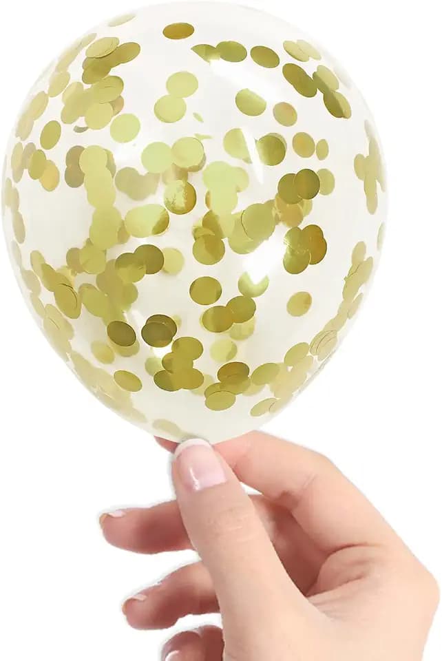Champagne Gold Confetti Balloons, 40 Pcs 5 Inch Clear Balloons with Confetti Inside for Birthday Party Graduation Engagement Cake Topper Decor Bridal Shower Baby Shower Decoration Supplies