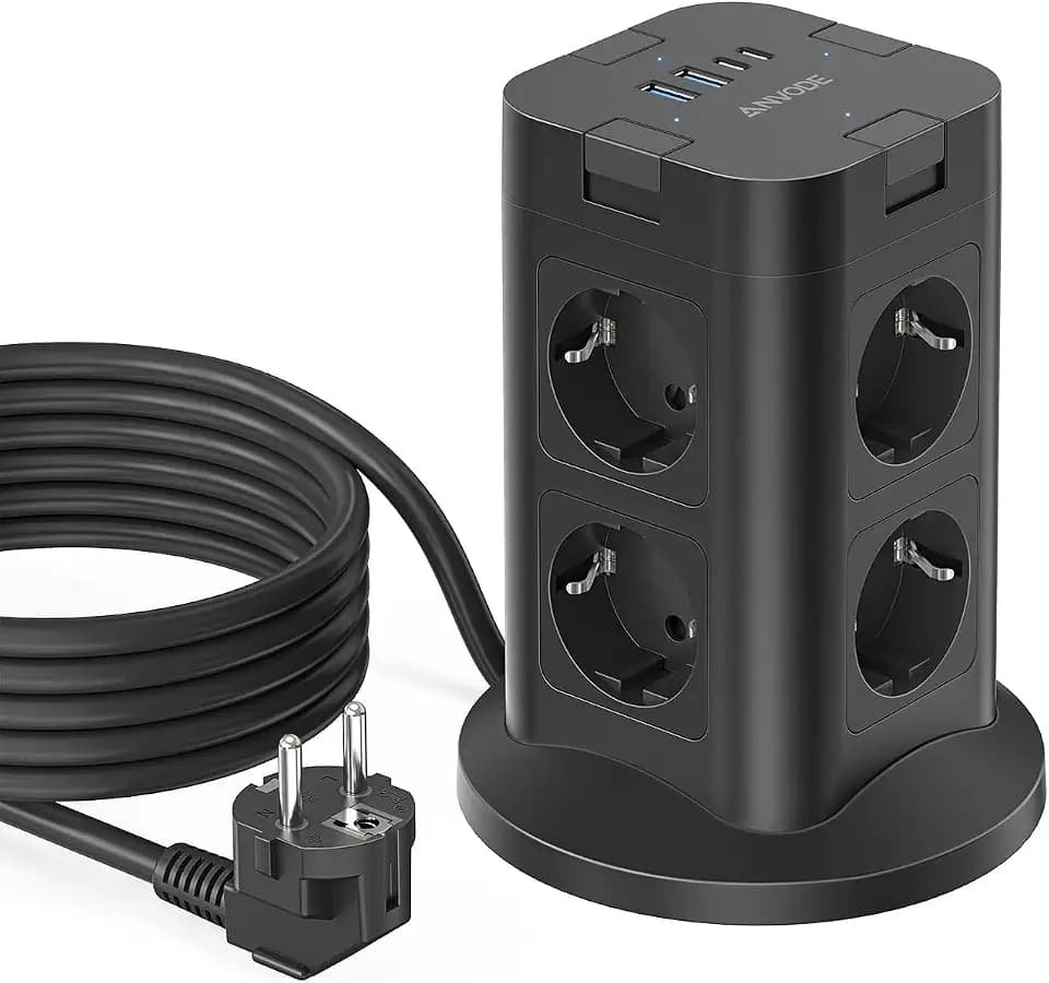 Steckdosenleiste 8 Fach mit einzeln Schaltbars, Mehrfachstecker mit 2 USB-C