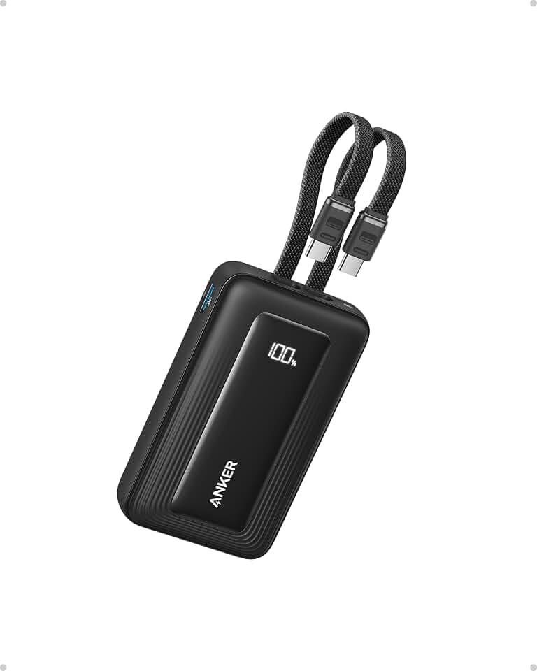 Anker Zolo Powerbank 20000mAh 45W Max, 2 integrierte USB-C Kabel | 2025 Upgrade, 1 USB-C und 1 USB-A Port, kompatibel mit iPhone 17 / 16 Serie, Galaxy, MacBook und mehr