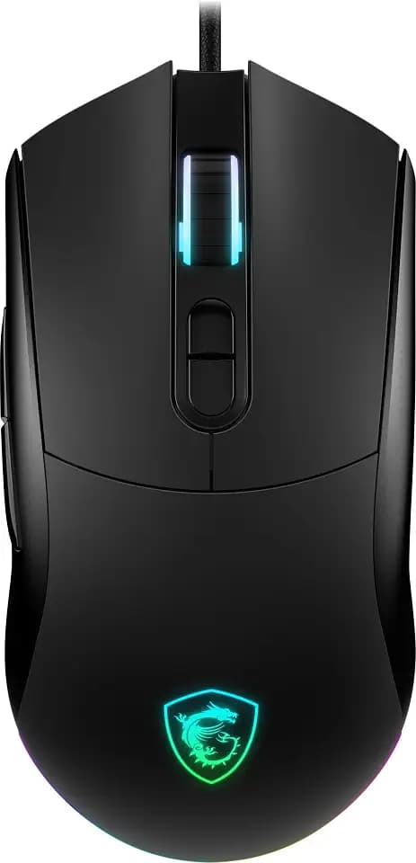 msi Forge GM320 Gaming Mouse, 12800 DPI, 20M+ Clicks Micro Switch, Optical Sensor, Ergonomic Ambitextrous Hand Design, RGB Light