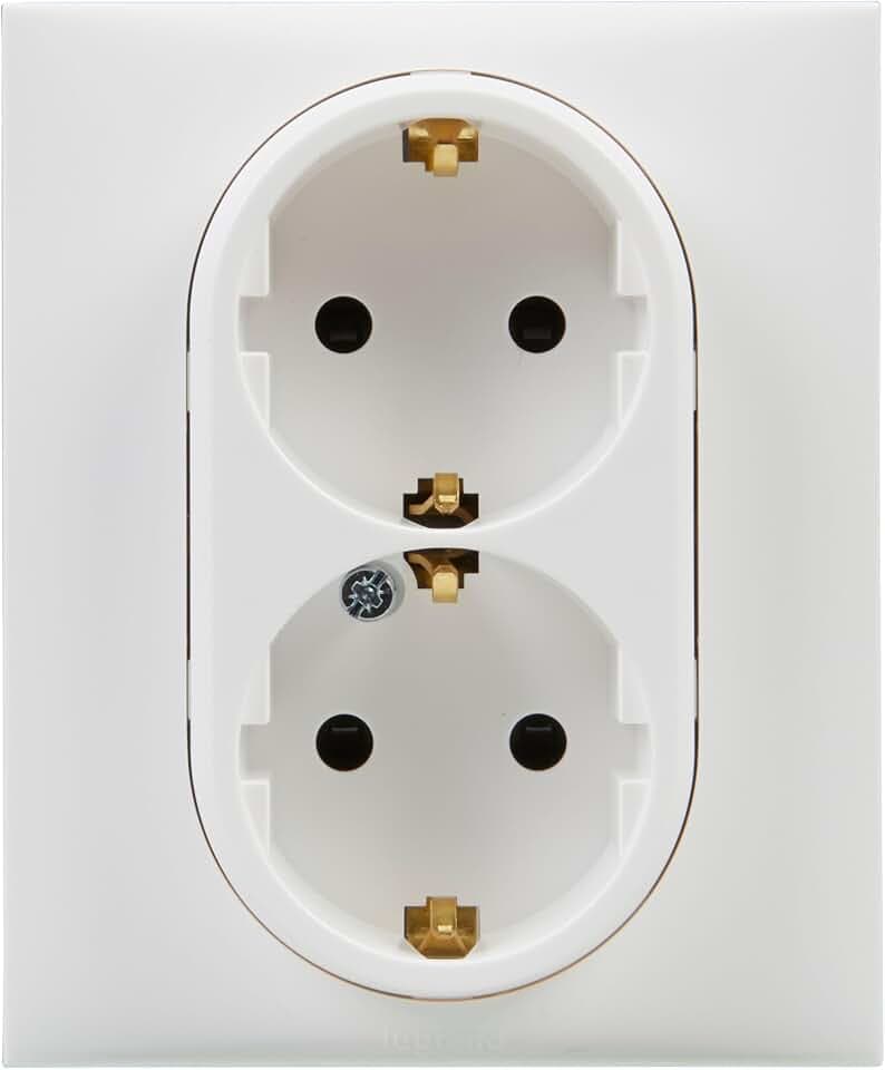 LEGRAND Niloé Step 398208 Doppelsteckdose, 2 x 2 P+T, 16 A, zusammenbaubar für Unterputzinstallation, Weiß