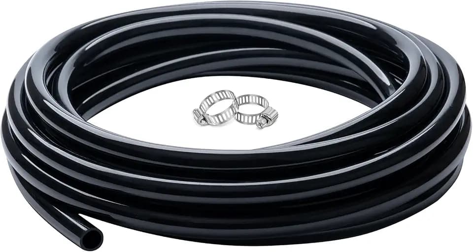1/2" id - 25ft Black Vinyl Tubing Flexible PVC Irrigation Hose & 2 Clamps