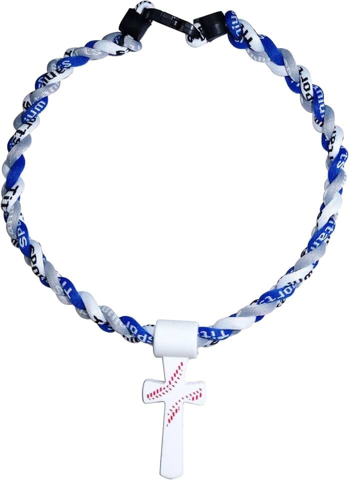 Baseball Rope Necklace with Silicone Cross Triple Rope Baseball Necklace with Cross