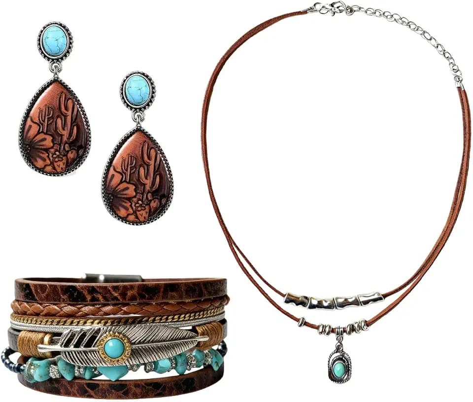 3 Pcs Western Jewelry for Women, Womens Cowgirl Western Jewelry