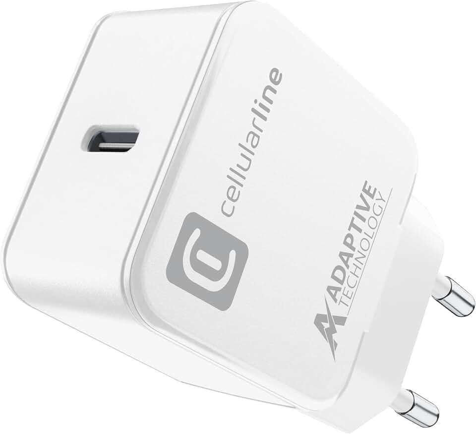 cellularline | USB-C Charger 15W | USB-Typ-C-Reiseladegerät 15 W 240 V – Überlastschutz – Weiß