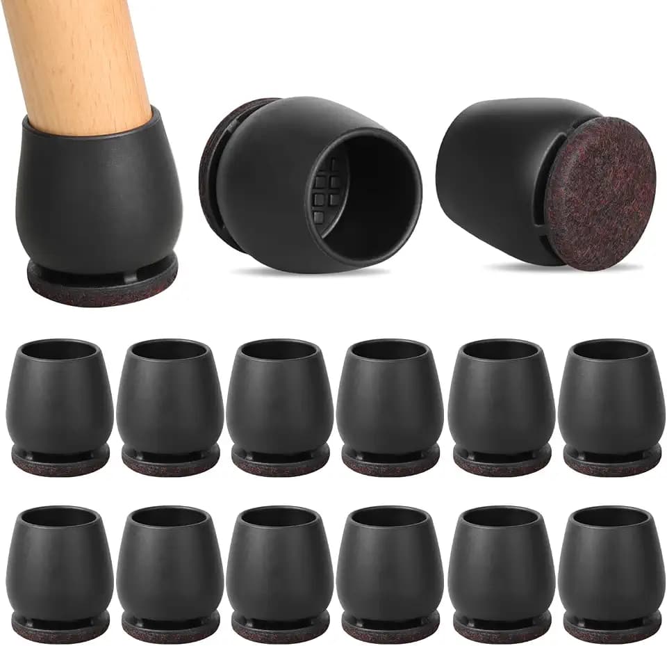 RCHYFEED Schwarz Schutzkappen, 24 Stück Schutzkappen für Rund Schräg, Stuhlbeine mit Filz, TPE Bodenschoner für Stühle, Stuhlbeinschoner Geräusche und Kratzer Beseitigen (Rund,28-32mm)