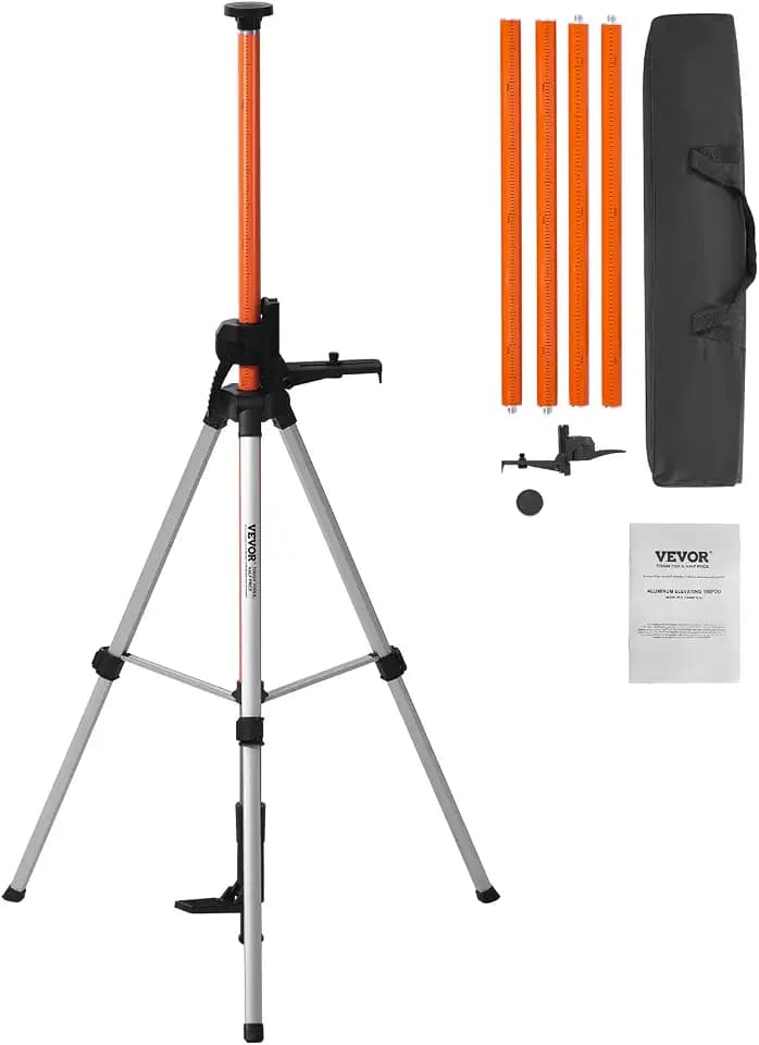 VEVOR Laser-Wasserwaagen-Stativ, 1/4"-20 & 5/8"-11 Gewindehalterung, 40,94-133,85 Zoll Höhenverstellung mit Wasserwaage und robustem Ständer, ausziehbares, leichtes Aluminium-Stativ für Laserscanner