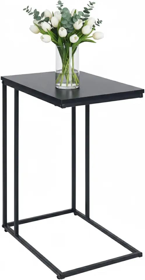 Relaxdays Beistelltisch, HxBxT: 64 x 50 x 35 cm, MDF, Eisen, C-Form, Sofatisch zum Unterschieben, Wohnzimmer, Farbwahl
