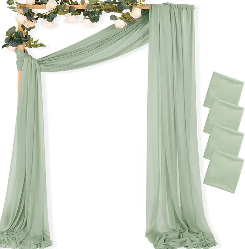 Sheer Gauze Wedding Arch Draping Fabric 29" x 20 FT 4 Panel Sage Green