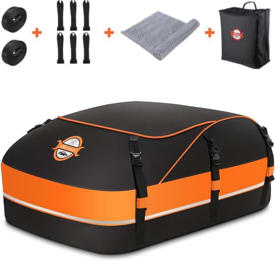Sailnovo Auto Dachbox 20 Kubikfuß Faltbare Dachkoffer Aufbewahrungsbox Wasserdicht Dachtasche Dachgepäckträger Tasche Aufbewahrungsbox für Reisen mit 6 Türhaken und Antirutschmatte