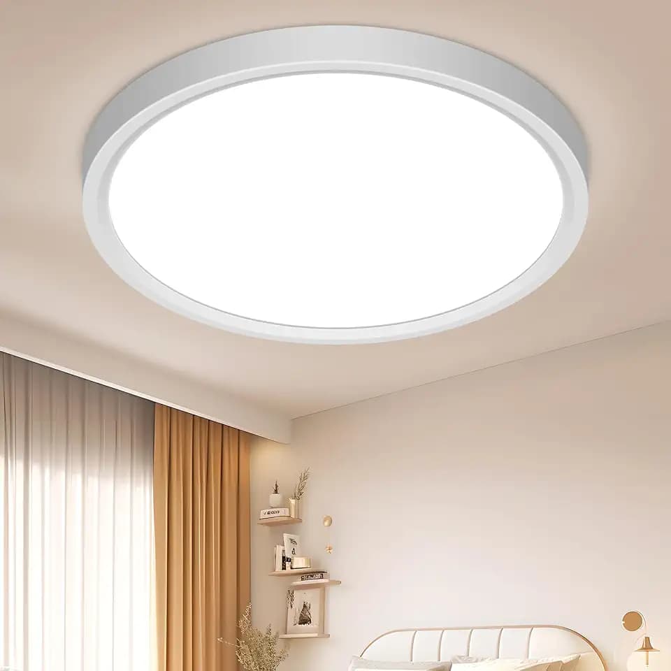 Deckenlampe LED Deckenleuchte Flach Rund 24W 6500K 2400LM Badezimmer Lampe IP44 Wasserfest Badlampe Ø30CM für Wohnzimmer Kinderzimmer Küche Badezimmer