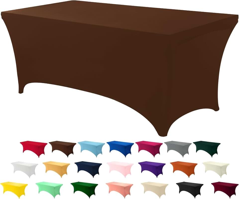 Utopia Kitchen Spandex-Tischdecke 1 Packung [6FT, Leichter Kaffee] Waschbare und knitterfreie rechteckige Stretch-Tischdecke für Veranstaltungen, Hochzeiten, Bankette und Partys [183Lx76Wx76H] cm