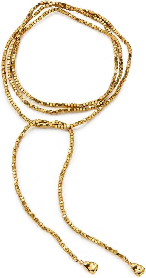 Lariat Tie Necklace – Chunky Beaded Long Chain