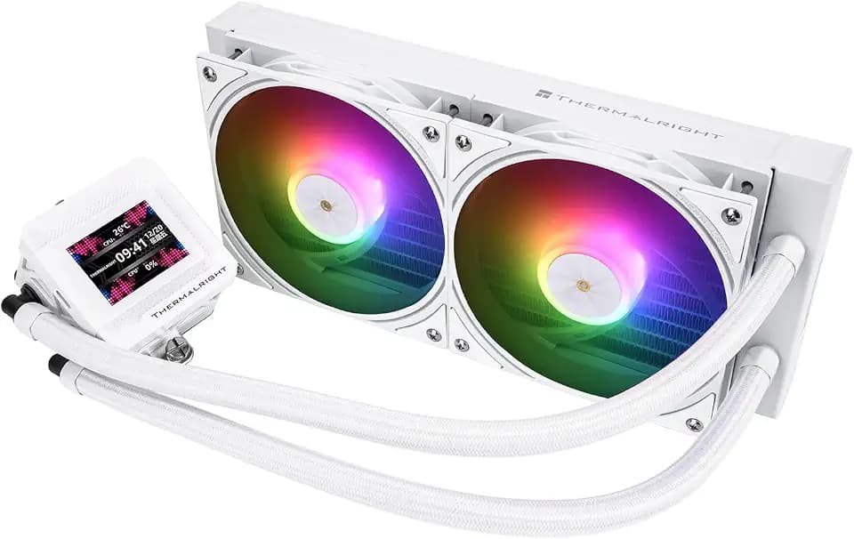 Thermalright FW240 SE ARGB White CPU AIO Cooler,PC 240 Specification Water Cooler System,IPS LCD Screen with 320 * 240 Resolution,for AM5,Intel LGA1700/1851,CPU Cooler Comes with 2-inch LCD Display